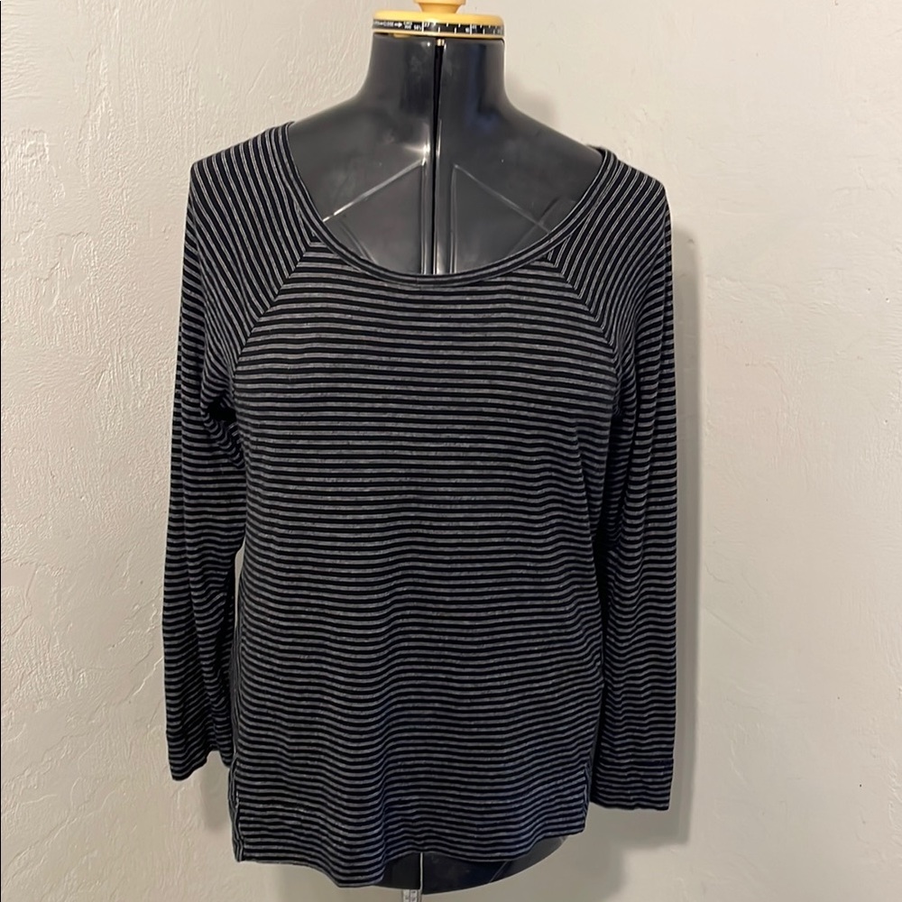 Loft Black and White Striped Long-sleeve Shirt